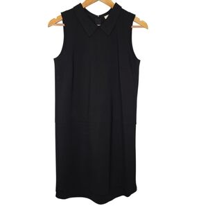 Madewell Womens Black Sleeveless Collared Ponte Shift Dress Size Small